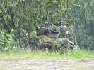 Der Jagdpanzer fährt entlang des Waldrandes vor. (Bild öffnet sich in einem neuen Fenster)