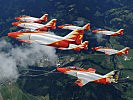 Die sieben Maschinen der Patrulla Aguila-Staffel im steirischen Luftraum.
