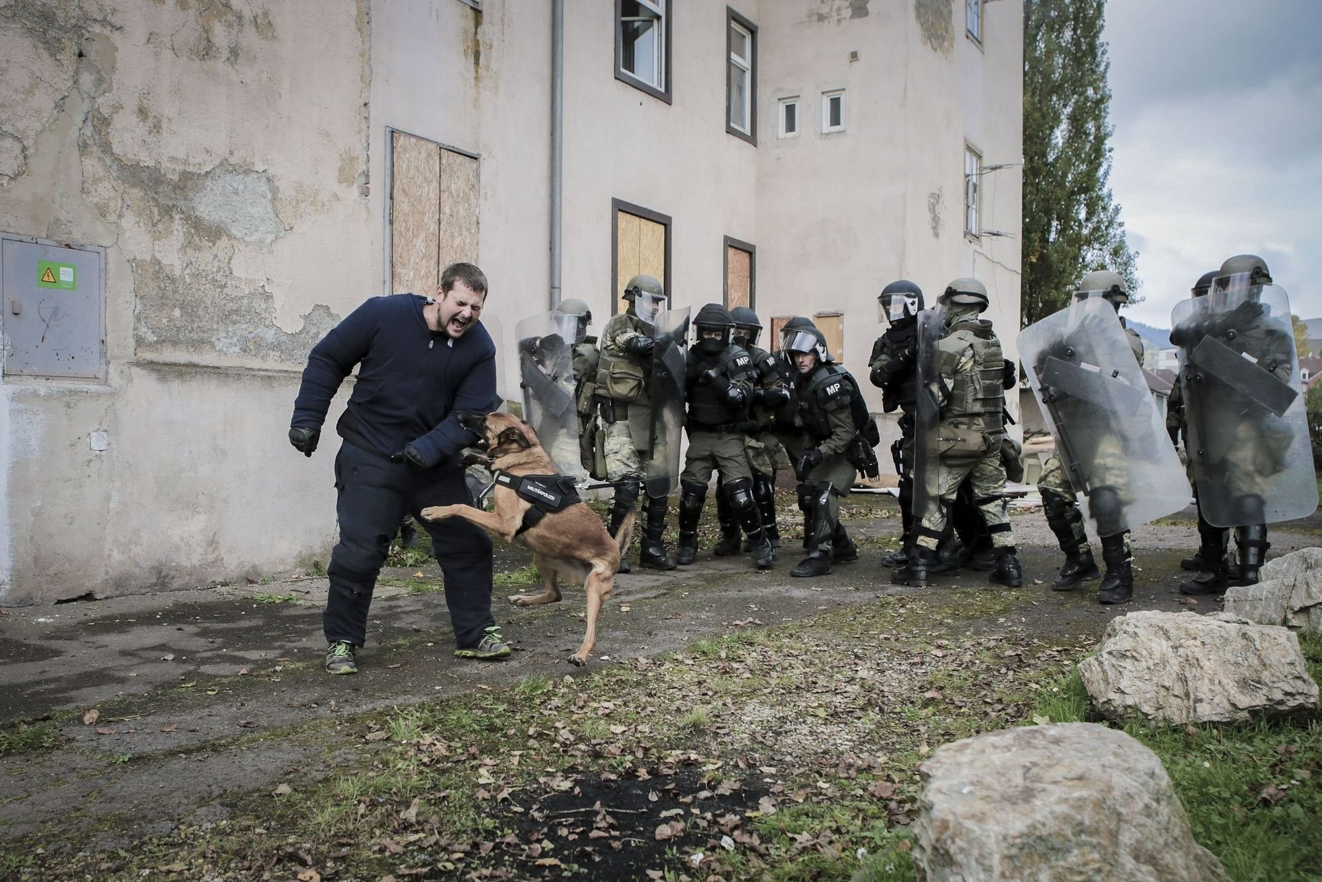 Milizsoldaten und beim Training 