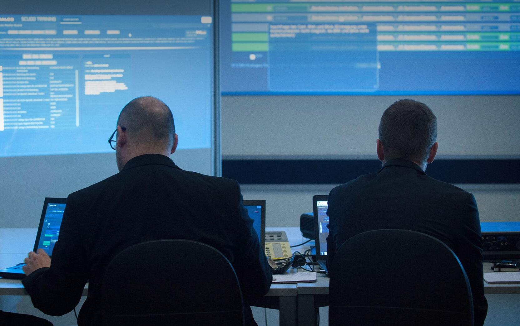 IT operators at work during a cyber exercise.