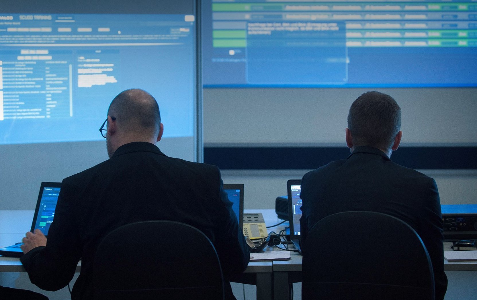 IT operators at work during a cyber exercise.