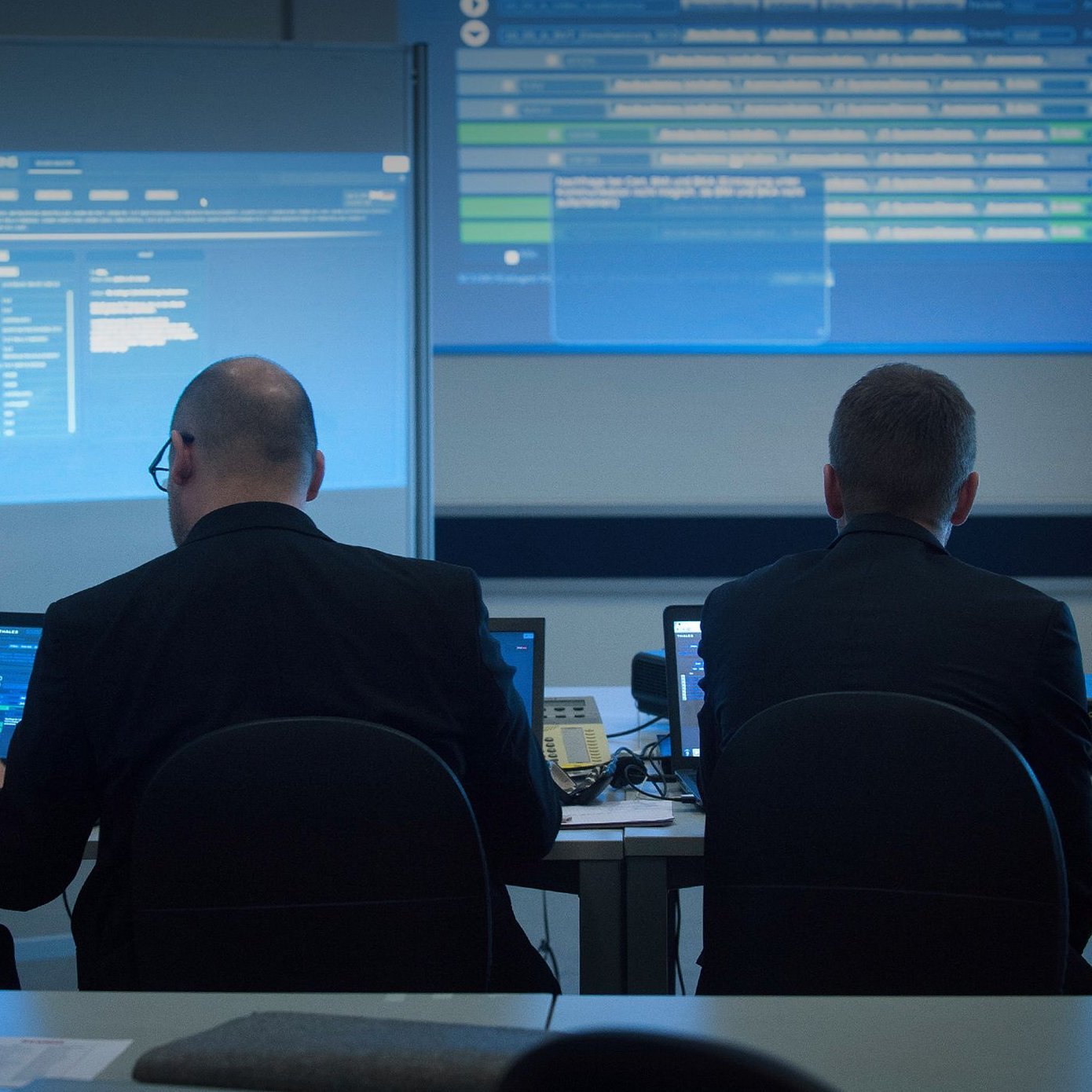 IT operators at work during a cyber exercise.